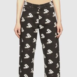 $555 Undercover Black Print Denim Jeans Size 3/Medium